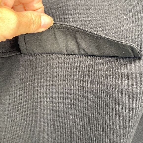 Chico's Women's Long Sleeve Rayon Blend Snap Down Long Coat Jacket Black Size 8 - Picture 6 of 14